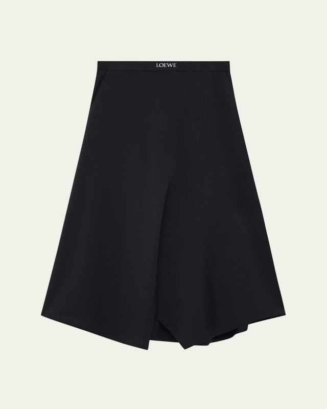 Asymmetric Logo Detail Midi Skirt